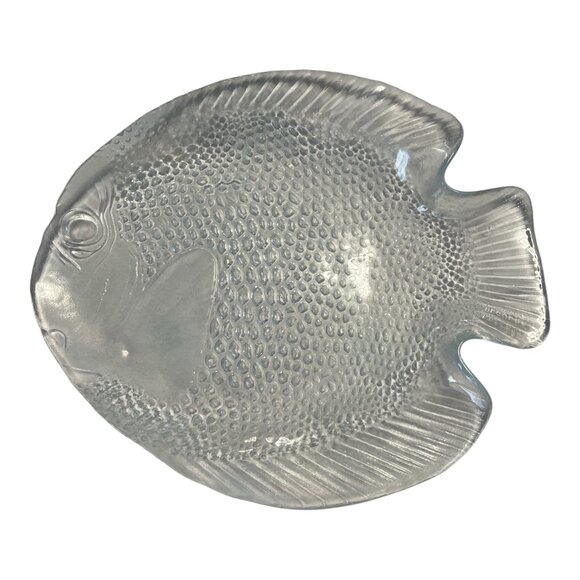 Vintage 1970s 1980s Arcoroc France Glass Fish Plate 10x8 Coastal Nautical Beach - Picture 1 of 4